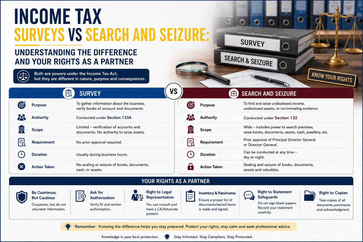 Income Tax Surveys Vs Search And Seizure: Understanding The Difference And Your Rights As A Partner